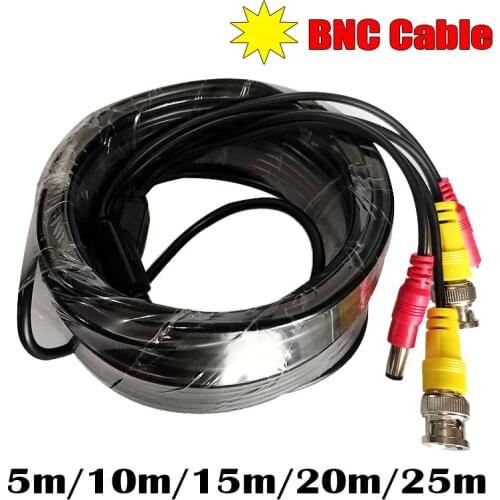 5M/10M/15M/20M/30M BNC Cable CCTV Power Video BNC+DC Plug Cable CCTV Video Output Cable for Car Truck Bus Parking Home CCTV Cam