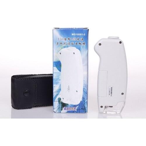 150X LED Illuminated Focus Adjustable Zoom Pocket Microscope Handheld Magnifier Loupe with Reading Scale 1DIV/0.005MM and Lamp