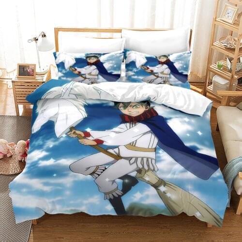 Classic Anime Black Clover Series Duvet Cover 3pcs Manga Quilt Cover Bedding Set Queen King Size Comforter Cover Boys Bed Cover