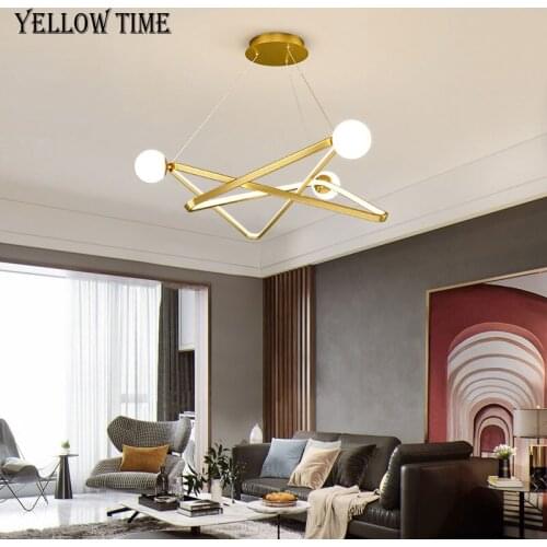 Hanging Lamp Creative LED Chandelier Lighting For Living room Bedroom Dining room Modern Black&Gold Light Metal Chandelier Lamp