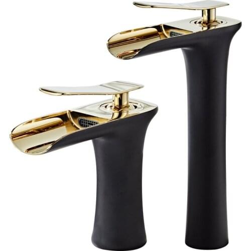 Bathroom Mixer Tap Brass Hot & Cold Sink Faucet Deck Mounted Single Handle Waterfall Basin Faucet