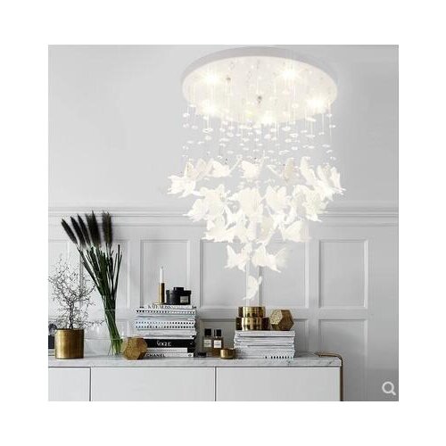 Butterfly chandelier Nordic restaurant bedroom simple modern creative porch cloakroom crystal ceiling Princess room lamp led