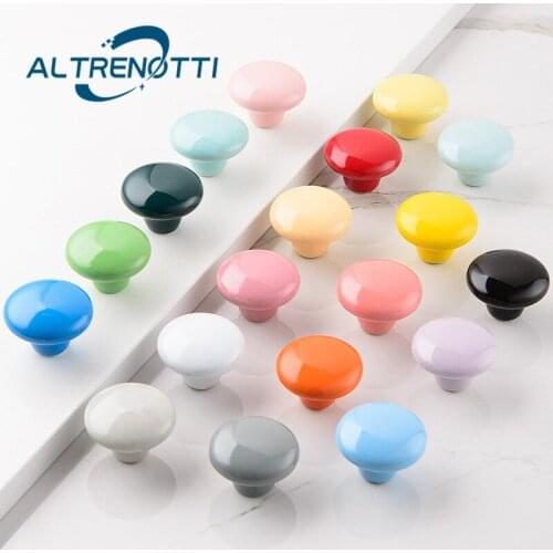 Cabinet Furniture Ceramic Handle Rural Round Colorful Knob For Wardrobe Kids Room Kitchen Cupboard Drawer Door Pull Hardware