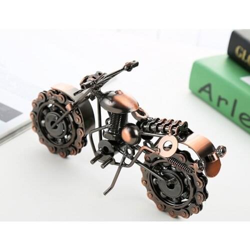 Motorcycle Model Retro Motor Figurine Metal Decoration Handmade Iron Motorbike Prop Vintage Home Decor Kids Adult Toy Gift 21cm