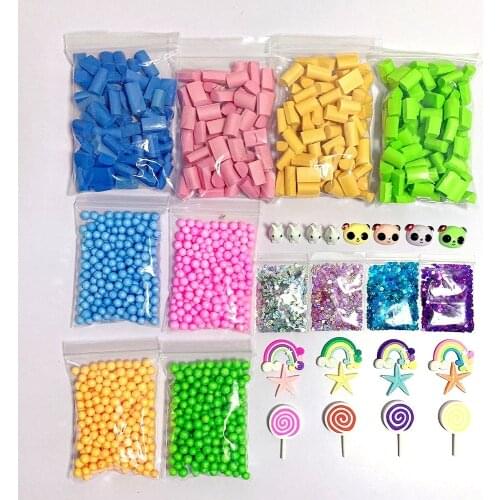 32Pcs/Set Model Clay DIY Slime Kit PVC Soft Pottery Slime Beads Sequin Star Animal Shell Slices Foam Ball for DIY Craft Gift