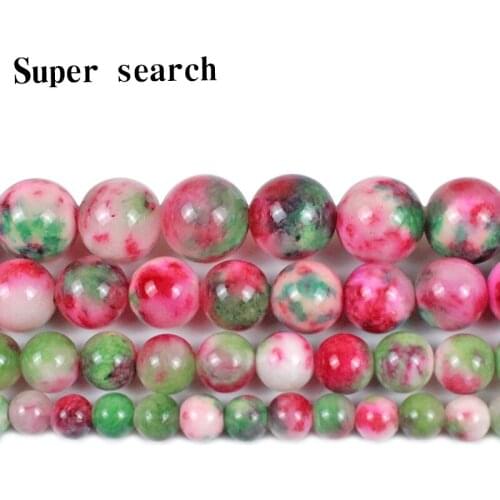 Natural Stone Peach Green-white red Chalcedony Loose Beads 6 8 10 MM Pick Size For Jewelry Making Womens bracelet necklace