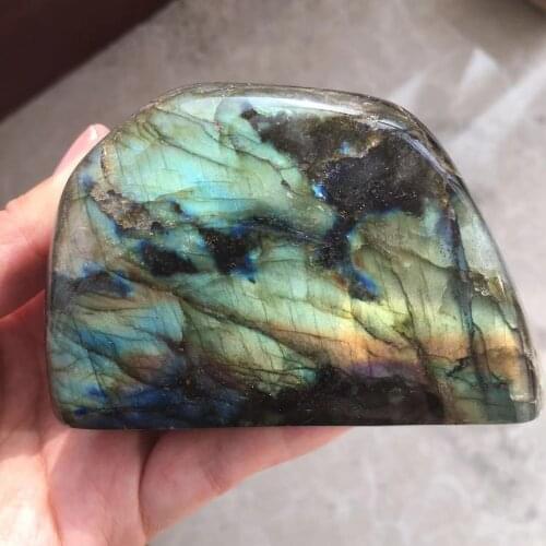 Natural labradorite free form stone shining labrador feldspar stand stone Healing
