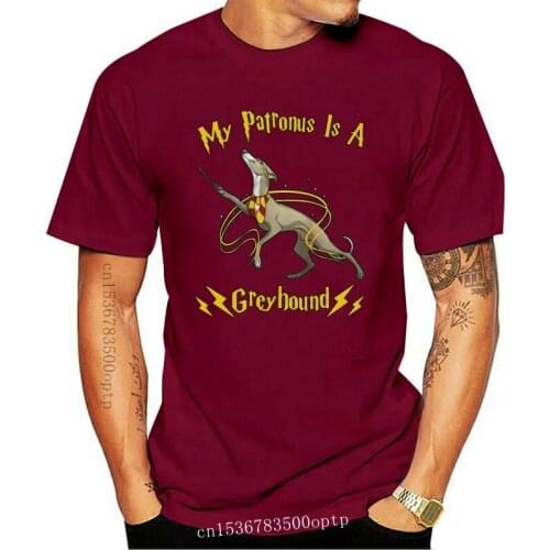 New My Patronus Is A Greyhound Tshirt Black Men Cotton Made In Usa High Quality Tee Shirt