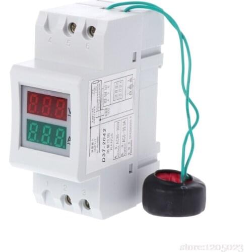 NEW 2P 36mm Din Rail Dual LED Voltage Current Meter Voltmeter Ammeter AC 80-300V 250-450V 0-100A