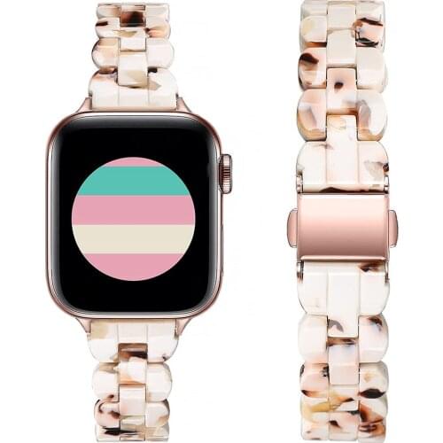 Resin Strap for Apple Watch Band 38mm 40mm 42mm 44mm iWatch SE/6 Series 5/4/3/2/1 Bracelet for Women Men Replacement Wristband