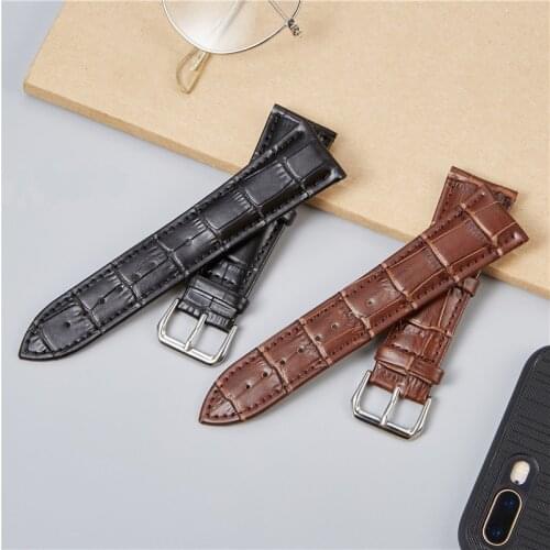Classic Business Embossed Leather Watchband Calfskin Leather Strap Watch Accessories Replace Watch Straps 16 18 20 22 24mm
