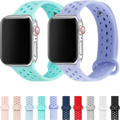 Silicone Watch band For Apple Watch Strap Band 38mm 40mm 42mm 44mm Replancement Bandfor iWatch 1 2 3 4 Series Sports Band 81004