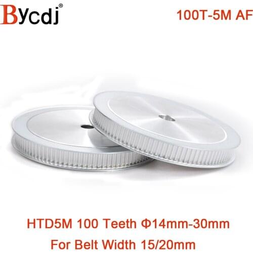 100Teeth HTD5M Synchronous Timing Pulley Bore14/15/16/18/20/22/24/25/28mm Width=15/20 100TAFKeyway can be added diameter4/5/6/8