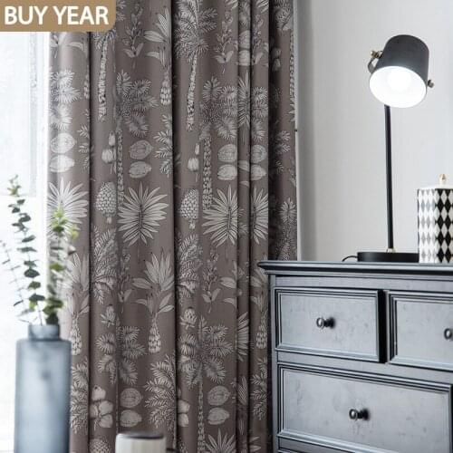 Modern Curtains for Living Dining Room Bedrooms American Country Style Curtains Black Silk Shading Printed White Tulle Curtains