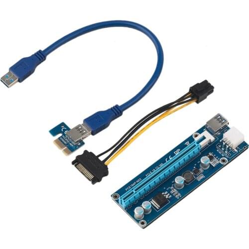 60cm Super stable PCI-E PCI E Express 1x to 16x graphics Card Riser Extender Adapter VER006 For Bitcoin BTC Miner Machine