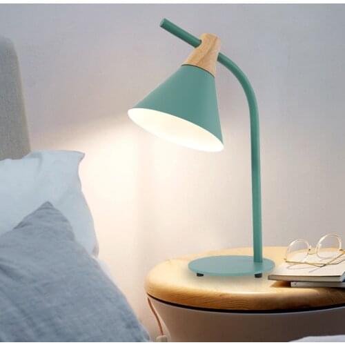 Retro LED Table Lamp Nordic Iron Colorful Simple Desk Lamps Eye Protection Reading Tablelamp for Living Room Bedroom Home Decor