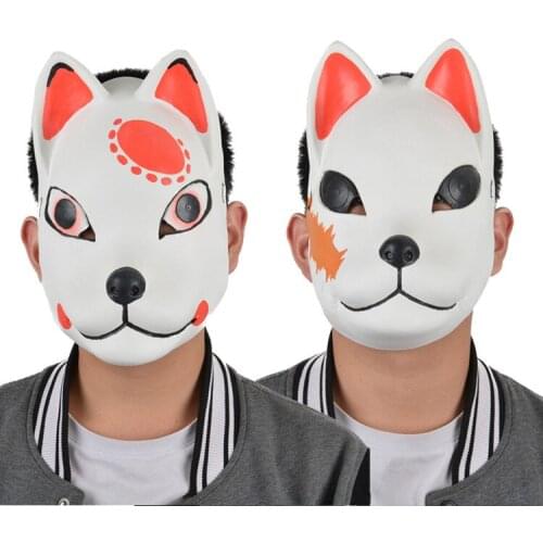 Anime Cartoon Cosplay Tanjiro Mask, Rabbit and Rabbit Fox Mask, Demon Slayer Blade Latex Mask Cosplay Mask Unisex Masks 2020