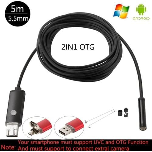 5m Cable 5.5 mm Lens Waterproof Smartphone Android Endoscope HD Camera Snake Tube USB Endoscope Android Phone Endoscopy