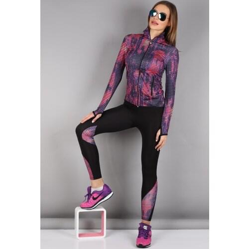 YENİ SEZON 2021 Kadın Siyah Dalgıç Kumaş Spor Sweat Tayt Takım