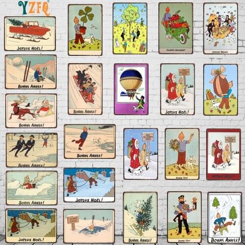 [YZFQ ] Christmas Decoration Tin Sign France Vintage New Year Poster Wall Home Art Kids Room Decor 30X20CM DU-9767A