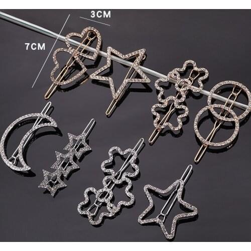 Heart-shaped geometric hollow rhinestone hairpin headdress female hairpin fashion new bride hair accessories