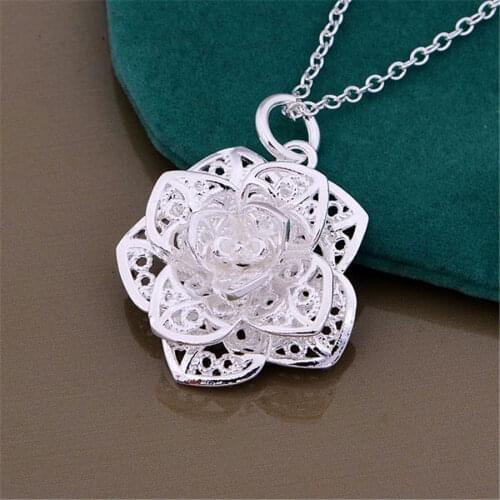 Fashion brand 925 Sterling Silver Necklace For Women luxury Jewelry Flowers Pendant Christmas gifts Lover wedding