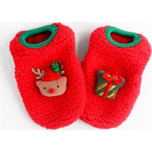 Winter Fleece Warm Dog Vest Dog Clothes Cute Rabbit Cat Printed Dogs T-shirt for Small Medium Dogs Supplies Christmas Cat Vest