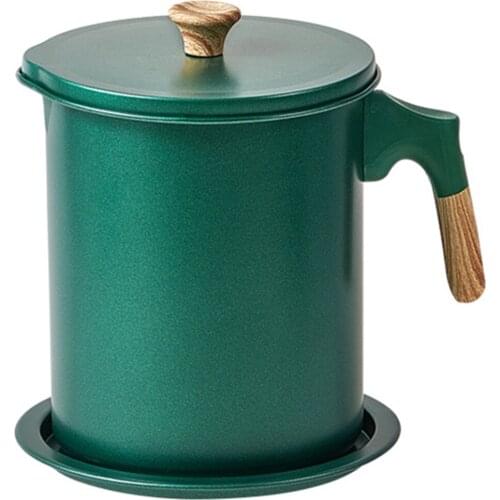 1.4L Stainless Steel Oil Bottle Grease Container With Strainer Lid Oil Keeper Storage Can For Kitchen Storing Fats Frying Oils