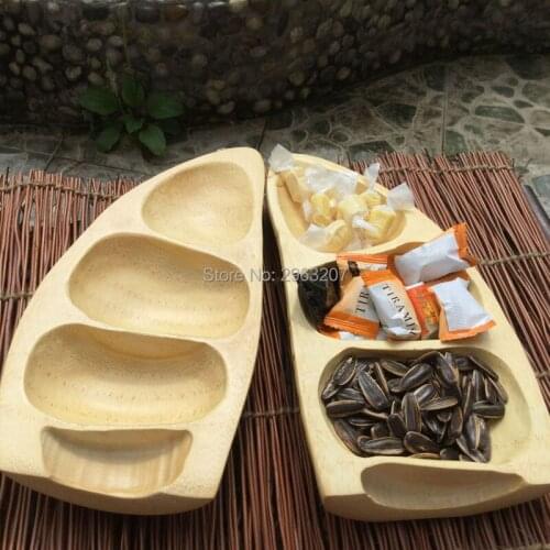 10pcs Bamboo Root Fruit Candy Plate Bamboo Flowerpot Hotel Special Fruit Tray Kitchen Food Tray Cake Plates Sundries Dish