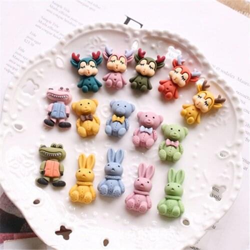 15Pcs Kawaii Cartoon Flatback Resin Cabochons Embellishments Flat Resins of Characters Fit Phone Deco Parts DIY Accessories