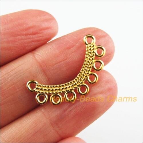 40 New Wave Charms Gold Color Moon Connectors Pendants DIY 13x26mm