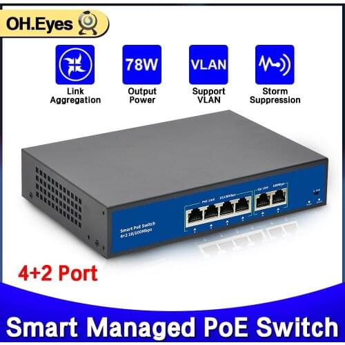 4 Port PoE switch for ip camera with 2 port 100M uplink 1 port SFP PoE Ethernet Switch PoE 52V switch
