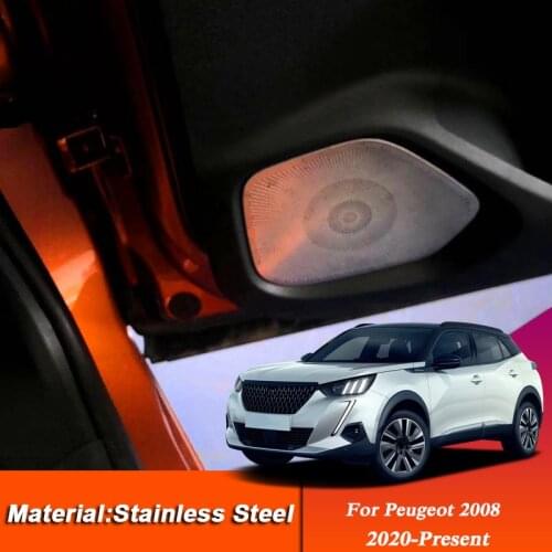 4PCS Car Styling For Peugeot 2008 2020-Present Interior Auto Door Horn Decoration Sequins Cover Trim Internal Accessories