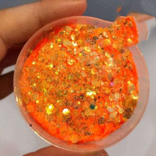 Nail Art Glitter 3Sizes 50g Hot Pink (HIGHBORNE CAY) Diamond Rainbow Color Flake Chunky Mix Glitter Decor, Iridescent Glitter