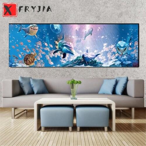 Diamond Painting Marine life, big shark, various fishes Kit Diamond Embroidery Full Square Beaded Rhinestones Art Decor For Home