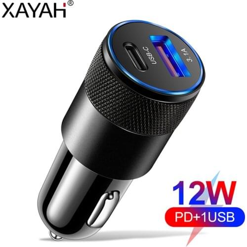 2 Ports USB Car Charger 3A Fast Charging Plug Phone Charger 12V Car Cigarette Lighter To USB A/Type-C Adapter For Xiaomi Redmi
