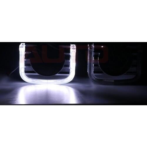 Free Shipping 2pcs/lot Autoki 3.0" U Flat led angel eye DRL Light Guide Shroud For Auto Car Headlight bi-xenon projector lens