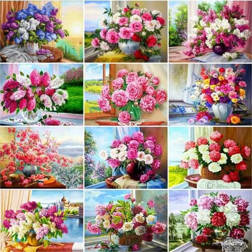 Evershine Diamond Embroidery Peony Full Square Round Diamond Painting Flower New Arrival Mosaic Rhinestone Picture Home Decor