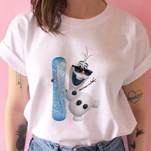 Olaf of Skiing T-shirt Top Frozen II T Shirt Women Tshirt Loose White Short Sleeve Girls New Woman Generation Harajuku Tee