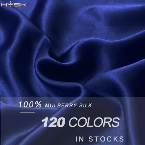 HYSK 100%mulbery satin silk fabric royal blue navy solid DIY tulle chinese silk charmeuse materials price per meter for bedding