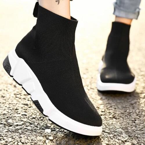 Lightweight Running Shoes Womens Sports Shoes High Top Sneakers Socks Female Sport Shoes Ladies Black Athletic Runners Gym D-466