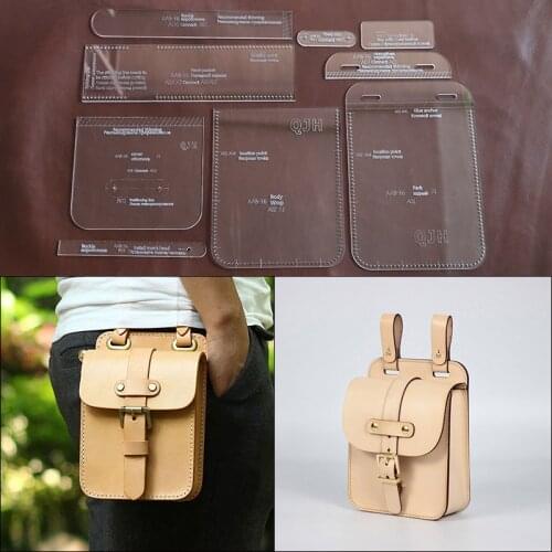 Fashion Transparent Acrylic Template for Mens Waist Bag Kraft Paper Sewing Stencil DIY Leather Bag Molds