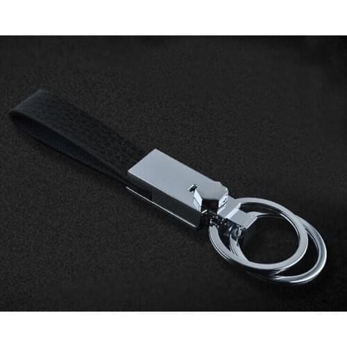 Mens double key chain ring leather key chain Metal upscale gift accessories