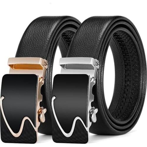 Peikong Brand Designer Belts Luxury Automatic Buckle Genuine Leather mens Waist High Quality Fashion Wide Black Belt For Men