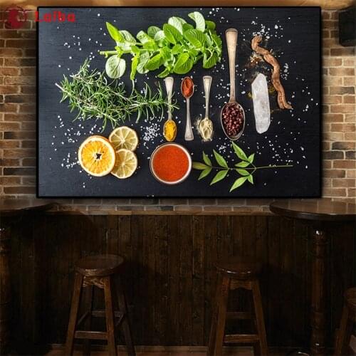 Full square round drill set Modern art, kitchen theme, seasoning, vegetables diy diamond painting 5d diamond mazayka embroidery