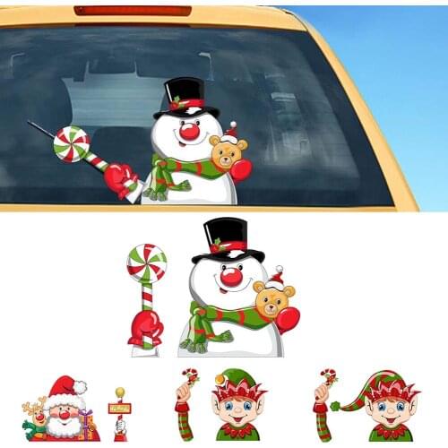 Elk Santa Claus Wiper Sticker Removable Car Rear Windshield Christmas Wiper Decal Tags Christmas Decorations For Home