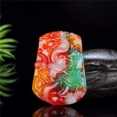 Natural Color Hand-carved Dragon Jade Pendant Jewelry Necklace Chinese Zodiac Dragon Men and Women Necklace Sweater Chain
