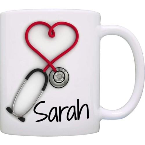 Personalized!! Stethoscope Coffee Mug, a Funny and Unique Gift for Nurses and Doctors, Printed on Both Sides!11OZ