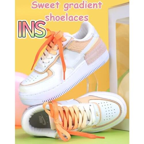 Fashion Gradient Shoelaces Casual Men And Women Shoelace Adults&Children Unisex White AF1 Shoes Lace For Shoes Trings90cm/120cm