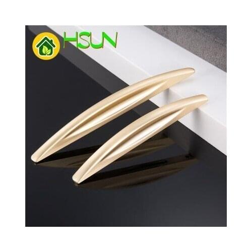 Modern Concise Zinc Alloy Handle Wire Drawing Golden Handle Hardware Furniture Doorknob Cupboard Wardrobe Handle